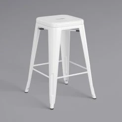 LT&S Alloy Series Lancaster Table & Seating Alloy Series White Metal Indoor Industrial Cafe Counter Height Stool With Walnut Wood Seat 5 LT&S Alloy Series Lancaster Table & Seating Alloy Series White Metal Indoor Industrial Cafe Counter Height Stool With Walnut Wood Seat -Zown Shop 2431611