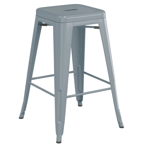 LT&S Alloy Series Lancaster Table & Seating Alloy Series Charcoal Metal Indoor Industrial Cafe Counter Height Stool With Black Wood Seat 3 LT&S Alloy Series Lancaster Table & Seating Alloy Series Charcoal Metal Indoor Industrial Cafe Counter Height Stool With Black Wood Seat - Image 3
