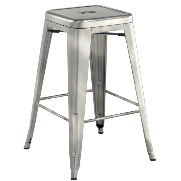 LT&S Alloy Series Lancaster Table & Seating Alloy Series Clear Coated Metal Indoor Industrial Cafe Counter Height Stool With Walnut Wood Seat 3 LT&S Alloy Series Lancaster Table & Seating Alloy Series Clear Coated Metal Indoor Industrial Cafe Counter Height Stool With Walnut Wood Seat - Image 3