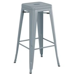 LT&S Alloy Series Lancaster Table & Seating Alloy Series Charcoal Stackable Metal Indoor Industrial Barstool With Gray Wood Seat -Zown Shop 2432774