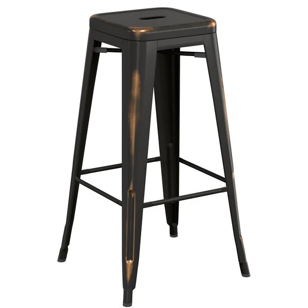 LT&S Alloy Series Lancaster Table & Seating Alloy Series Distressed Copper Metal Indoor Industrial Cafe Bar Height Stool With Natural Wood Seat 3 LT&S Alloy Series Lancaster Table & Seating Alloy Series Distressed Copper Metal Indoor Industrial Cafe Bar Height Stool With Natural Wood Seat - Image 3