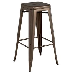 LT&S Alloy Series Lancaster Table & Seating Alloy Series Copper Metal Indoor Industrial Cafe Bar Height Stool With Walnut Wood Seat -Zown Shop 2432794