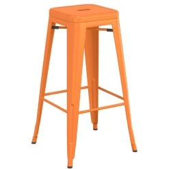 LT&S Alloy Series Lancaster Table & Seating Alloy Series Orange Stackable Metal Indoor Industrial Barstool With Gray Wood Seat -Zown Shop 2432839