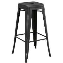 LT&S Alloy Series Lancaster Table & Seating Alloy Series Distressed Black Metal Indoor Industrial Cafe Bar Height Stool With Natural Wood Seat -Zown Shop 2432884