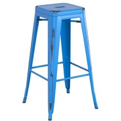 LT&S Alloy Series Lancaster Table & Seating Alloy Series Distressed Blue Stackable Metal Indoor Industrial Barstool With Walnut Wood Seat 5 LT&S Alloy Series Lancaster Table & Seating Alloy Series Distressed Blue Stackable Metal Indoor Industrial Barstool With Walnut Wood Seat -Zown Shop 2432893