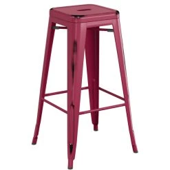 LT&S Alloy Series Lancaster Table & Seating Alloy Series Distressed Sangria Stackable Metal Indoor Industrial Barstool With Black Wood Seat 5 LT&S Alloy Series Lancaster Table & Seating Alloy Series Distressed Sangria Stackable Metal Indoor Industrial Barstool With Black Wood Seat -Zown Shop 2432921