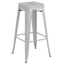 LT&S Alloy Series Lancaster Table & Seating Alloy Series Silver Stackable Metal Indoor Industrial Barstool With Gray Wood Seat 5 LT&S Alloy Series Lancaster Table & Seating Alloy Series Silver Stackable Metal Indoor Industrial Barstool With Gray Wood Seat -Zown Shop 2432944