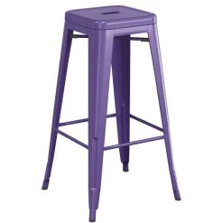 LT&S Alloy Series Lancaster Table & Seating Alloy Series Purple Stackable Metal Indoor Industrial Barstool With Gray Wood Seat 5 LT&S Alloy Series Lancaster Table & Seating Alloy Series Purple Stackable Metal Indoor Industrial Barstool With Gray Wood Seat -Zown Shop 2432969