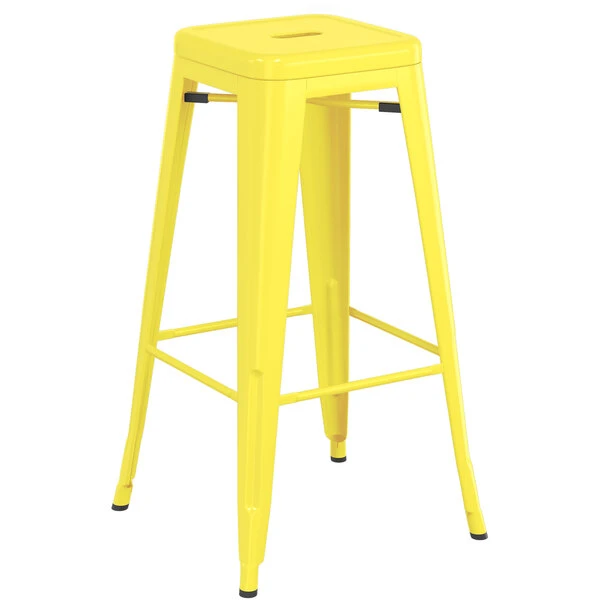 LT&S Alloy Series Lancaster Table & Seating Alloy Series Yellow Metal Indoor Industrial Cafe Bar Height Stool With Black Wood Seat 3 LT&S Alloy Series Lancaster Table & Seating Alloy Series Yellow Metal Indoor Industrial Cafe Bar Height Stool With Black Wood Seat - Image 3