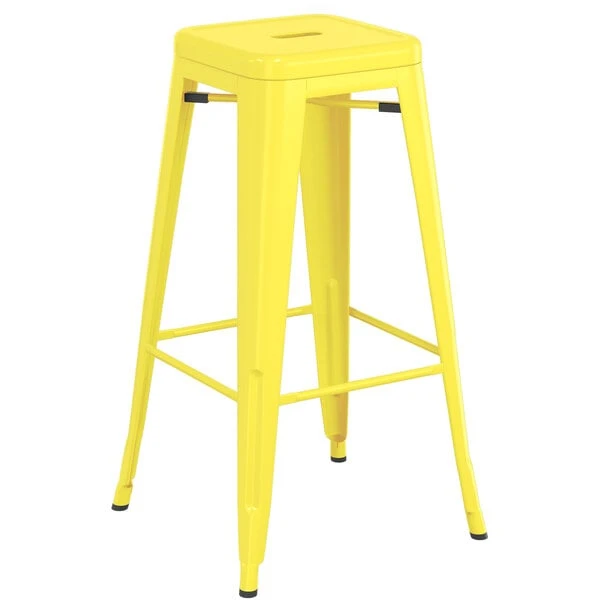 LT&S Alloy Series Lancaster Table & Seating Alloy Series Yellow Metal Indoor Industrial Cafe Bar Height Stool With Natural Wood Seat 3 LT&S Alloy Series Lancaster Table & Seating Alloy Series Yellow Metal Indoor Industrial Cafe Bar Height Stool With Natural Wood Seat - Image 3