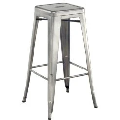 LT&S Alloy Series Lancaster Table & Seating Alloy Series Clear Coated Metal Indoor Industrial Cafe Bar Height Stool With Natural Wood Seat -Zown Shop 2433193