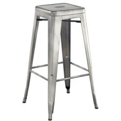 LT&S Alloy Series Lancaster Table & Seating Alloy Series Clear Coated Metal Indoor Industrial Cafe Bar Height Stool With Walnut Wood Seat -Zown Shop 2433195