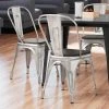 LT&S Alloy Series Lancaster Table & Seating Alloy Series Clear Coated Metal Indoor Industrial Cafe Chair With Vertical Slat Back And Black Wood Seat