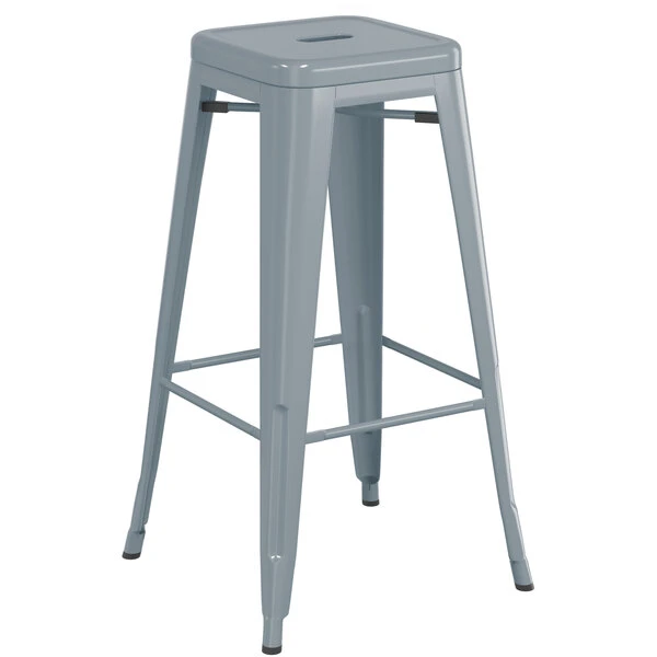LT&S Alloy Series Lancaster Table & Seating Alloy Series Charcoal Stackable Metal Indoor / Outdoor Industrial Barstool With Drain Hole Seat 2 LT&S Alloy Series Lancaster Table & Seating Alloy Series Charcoal Stackable Metal Indoor / Outdoor Industrial Barstool With Drain Hole Seat - Image 2