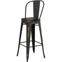 LT&S Alloy Series Lancaster Table & Seating Alloy Series Distressed Copper Metal Indoor Industrial Cafe Bar Height Stool With Vertical Slat Back And Black Wood Seat 6 LT&S Alloy Series Lancaster Table & Seating Alloy Series Distressed Copper Metal Indoor Industrial Cafe Bar Height Stool With Vertical Slat Back And Black Wood Seat -Zown Shop 2435660