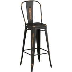 LT&S Alloy Series Lancaster Table & Seating Alloy Series Distressed Copper Metal Indoor Industrial Cafe Bar Height Stool With Vertical Slat Back And Natural Wood Seat -Zown Shop 2435664