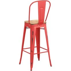 LT&S Alloy Series Lancaster Table & Seating Alloy Series Distressed Red Metal Indoor Industrial Cafe Bar Height Stool With Vertical Slat Back And Natural Wood Seat 6 LT&S Alloy Series Lancaster Table & Seating Alloy Series Distressed Red Metal Indoor Industrial Cafe Bar Height Stool With Vertical Slat Back And Natural Wood Seat -Zown Shop 2436041