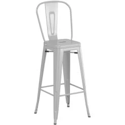 LT&S Alloy Series Lancaster Table & Seating Alloy Series Silver Metal Indoor Industrial Cafe Bar Height Stool With Vertical Slat Back And Black Wood Seat 7 LT&S Alloy Series Lancaster Table & Seating Alloy Series Silver Metal Indoor Industrial Cafe Bar Height Stool With Vertical Slat Back And Black Wood Seat -Zown Shop 2436115