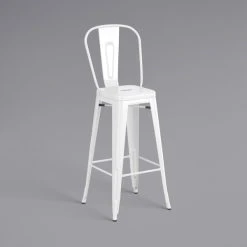 LT&S Alloy Series Lancaster Table & Seating Alloy Series White Metal Indoor Industrial Cafe Bar Height Stool With Vertical Slat Back And Natural Wood Seat -Zown Shop 2436174