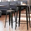 LT&S Alloy Series Lancaster Table & Seating Alloy Series Distressed Copper Metal Indoor Industrial Cafe Bar Height Stool With Walnut Wood Seat