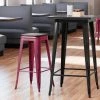 LT&S Alloy Series Lancaster Table & Seating Alloy Series Distressed Sangria Stackable Metal Indoor Industrial Barstool With Black Wood Seat