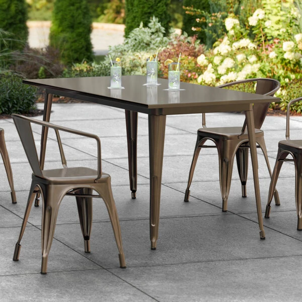 LT&S Alloy Series Lancaster Table & Seating Alloy Series 63" X 32" Copper Dining Height Outdoor Table 1 LT&S Alloy Series Lancaster Table & Seating Alloy Series 63" X 32" Copper Dining Height Outdoor Table