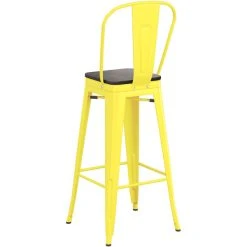 LT&S Alloy Series Lancaster Table & Seating Alloy Series Yellow Metal Indoor Industrial Cafe Bar Height Stool With Vertical Slat Back And Black Wood Seat 6 LT&S Alloy Series Lancaster Table & Seating Alloy Series Yellow Metal Indoor Industrial Cafe Bar Height Stool With Vertical Slat Back And Black Wood Seat -Zown Shop 2436673