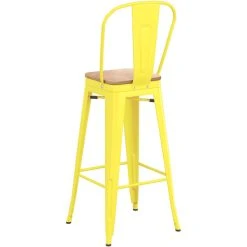LT&S Alloy Series Lancaster Table & Seating Alloy Series Yellow Metal Indoor Industrial Cafe Bar Height Stool With Vertical Slat Back And Natural Wood Seat 6 LT&S Alloy Series Lancaster Table & Seating Alloy Series Yellow Metal Indoor Industrial Cafe Bar Height Stool With Vertical Slat Back And Natural Wood Seat -Zown Shop 2436676