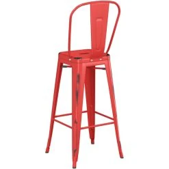 LT&S Alloy Series Lancaster Table & Seating Alloy Series Distressed Red Metal Indoor / Outdoor Industrial Cafe Barstool With Vertical Slat Back And Drain Hole Seat 5 LT&S Alloy Series Lancaster Table & Seating Alloy Series Distressed Red Metal Indoor / Outdoor Industrial Cafe Barstool With Vertical Slat Back And Drain Hole Seat -Zown Shop 2437067