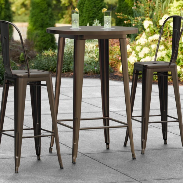 LT&S Alloy Series Lancaster Table & Seating Alloy Series 30" Round Copper Outdoor Bar Height Table 1 LT&S Alloy Series Lancaster Table & Seating Alloy Series 30" Round Copper Outdoor Bar Height Table