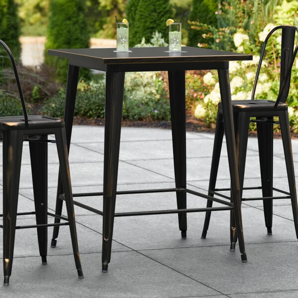 LT&S Alloy Series Lancaster Table & Seating Alloy Series 32" X 32" Distressed Copper Outdoor Bar Height Table 1 LT&S Alloy Series Lancaster Table & Seating Alloy Series 32" X 32" Distressed Copper Outdoor Bar Height Table