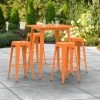 LT&S Alloy Series Lancaster Table & Seating Alloy Series 32" X 32" Orange Outdoor Bar Height Table With Four Barstools