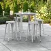 LT&S Alloy Series Lancaster Table & Seating Alloy Series 32" X 32" Silver Outdoor Bar Height Table With Four Barstools