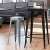 LT&S Alloy Series Lancaster Table & Seating Alloy Series Charcoal Stackable Metal Indoor Industrial Barstool With Gray Wood Seat