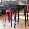 LT&S Alloy Series Lancaster Table & Seating Alloy Series Sangria Metal Indoor Industrial Cafe Bar Height Stool With Walnut Wood Seat