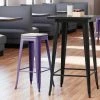 LT&S Alloy Series Lancaster Table & Seating Alloy Series Purple Stackable Metal Indoor Industrial Barstool With Gray Wood Seat