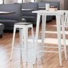 LT&S Alloy Series Lancaster Table & Seating Alloy Series White Metal Indoor Industrial Cafe Bar Height Stool With Black Wood Seat
