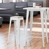 LT&S Alloy Series Lancaster Table & Seating Alloy Series White Metal Indoor Industrial Cafe Bar Height Stool With Natural Wood Seat
