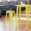 LT&S Alloy Series Lancaster Table & Seating Alloy Series Yellow Metal Indoor Industrial Cafe Bar Height Stool With Black Wood Seat