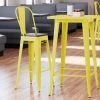 LT&S Alloy Series Lancaster Table & Seating Alloy Series Yellow Metal Indoor Industrial Cafe Bar Height Stool With Vertical Slat Back And Black Wood Seat