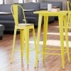 LT&S Alloy Series Lancaster Table & Seating Alloy Series Yellow Metal Indoor Industrial Cafe Bar Height Stool With Vertical Slat Back And Natural Wood Seat