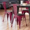 LT&S Alloy Series Lancaster Table & Seating Alloy Series Sangria Metal Indoor Industrial Cafe Chair With Vertical Slat Back And Black Wood Seat