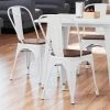 LT&S Alloy Series Lancaster Table & Seating Alloy Series White Metal Indoor Industrial Cafe Chair With Vertical Slat Back And Walnut Wood Seat