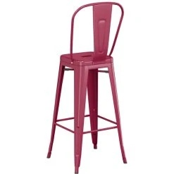 LT&S Alloy Series Lancaster Table & Seating Alloy Series Sangria Metal Indoor / Outdoor Industrial Cafe Barstool With Vertical Slat Back And Drain Hole Seat -Zown Shop 2445246