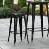 LT&S Alloy Series Lancaster Table & Seating Alloy Series Distressed Black Stackable Metal Indoor / Outdoor Industrial Barstool With Drain Hole Seat