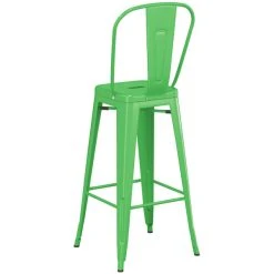 LT&S Alloy Series Lancaster Table & Seating Alloy Series Green Metal Indoor / Outdoor Industrial Cafe Barstool With Vertical Slat Back And Drain Hole Seat -Zown Shop 2445631