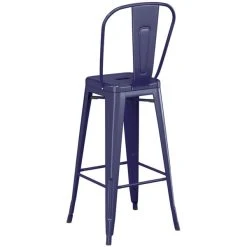 LT&S Alloy Series Lancaster Table & Seating Alloy Series Navy Metal Indoor / Outdoor Industrial Cafe Barstool With Vertical Slat Back And Drain Hole Seat -Zown Shop 2445633