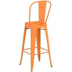 LT&S Alloy Series Lancaster Table & Seating Alloy Series Orange Metal Indoor / Outdoor Industrial Cafe Barstool With Vertical Slat Back And Drain Hole Seat 5 LT&S Alloy Series Lancaster Table & Seating Alloy Series Orange Metal Indoor / Outdoor Industrial Cafe Barstool With Vertical Slat Back And Drain Hole Seat -Zown Shop 2445635