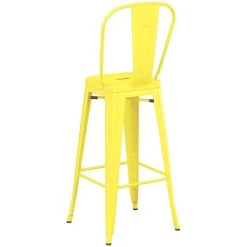 LT&S Alloy Series Lancaster Table & Seating Alloy Series Yellow Metal Indoor / Outdoor Industrial Cafe Barstool With Vertical Slat Back And Drain Hole Seat 5 LT&S Alloy Series Lancaster Table & Seating Alloy Series Yellow Metal Indoor / Outdoor Industrial Cafe Barstool With Vertical Slat Back And Drain Hole Seat -Zown Shop 2445645