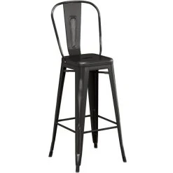 LT&S Alloy Series Lancaster Table & Seating Alloy Series Distressed Black Metal Indoor / Outdoor Industrial Cafe Barstool With Vertical Slat Back And Drain Hole Seat 4 LT&S Alloy Series Lancaster Table & Seating Alloy Series Distressed Black Metal Indoor / Outdoor Industrial Cafe Barstool With Vertical Slat Back And Drain Hole Seat -Zown Shop 2445778